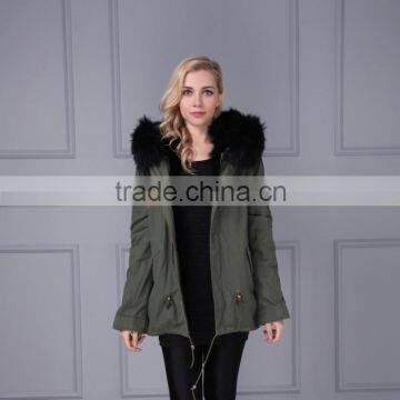 Top Fashion Thick Short women Fox Fur Lined Parka Coat