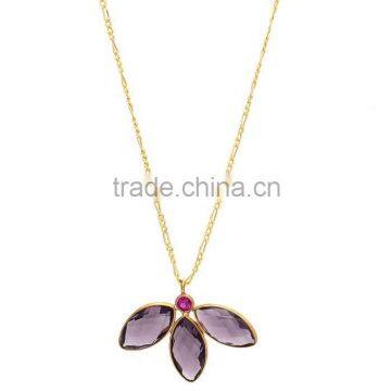 The Gopali Jewellers Amethyst Hydro Pendant Handmade Necklace Statement Necklace Chain Necklace