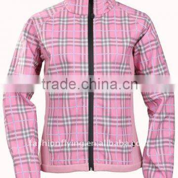 Latest women's fitted shape pink softshell jacket( AL7002A )