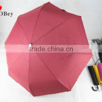 21"*8K burgundy three fold mini umbrella