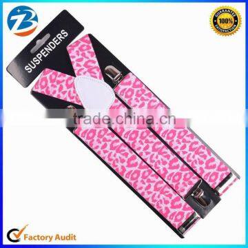 Fashion Leopard Printed Wide Elastic Braces Men's and Women's Suspenders