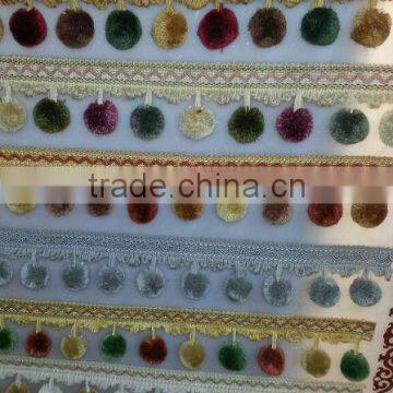5CM colorful Pompon fringe ,Tassel Fringe ,fabric ,lace , trim for curtain