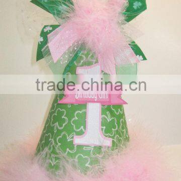Novelty 2016 St. Patrick's Day First Birthday Miniature Glitter Party Cone Hat/Headband Felt Hat Cone