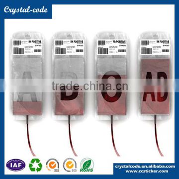 Self adhesive blood bag label sticker