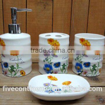 New flower decal 4pcs bathroom set