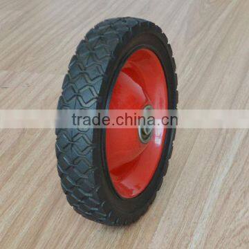 7x1.5 inch semi pneumatic rubber wheel with diamond tread and red iron rim for mowers or material handling equipment