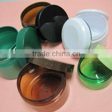 Personal care industrial use offset printing amber PET plastic jar with black cap