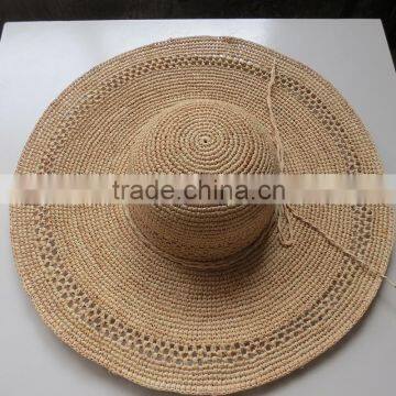 Fashion raffia straw crochet hat cheap