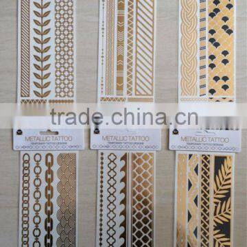 NEW Gold Silver Flash Tattoo With Stock Glitter Metallic Temporary Tattoo, 2014 New and High Quality Tattoo