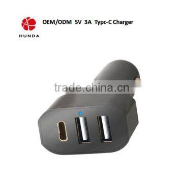 HUNDA DC/DC Power Adapter Car Charger 5V 3A Dual Smart Port with Type C Charger