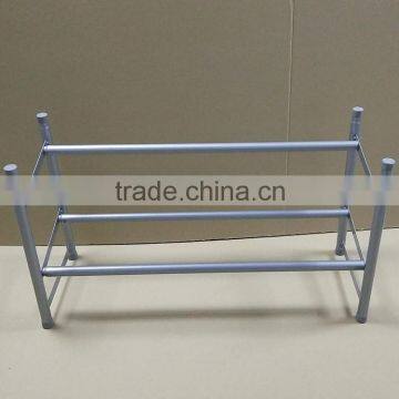 Powder Coating Grey Color 2 Tier 12 Pairs Shoe Rack With Grey Plastic Parts photo-2