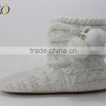 pom pom ball cashmere slipper ladies indoor slipper boots