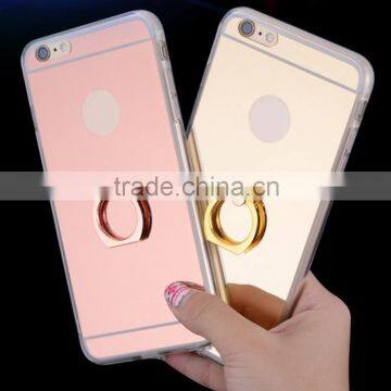 Hot New for iphone 7 plus mirror tpu case with 360 degree ring holder, China supplier