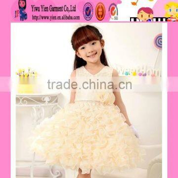 2015  China Hot Sale Lace Dance Dress Custom Short V Collar Cheaper Baby Girls Party Dress Design