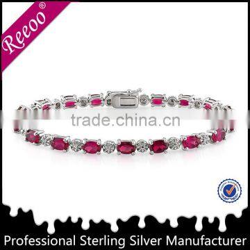 Pink opal jewelry bracelet, solid silver cz bracelet