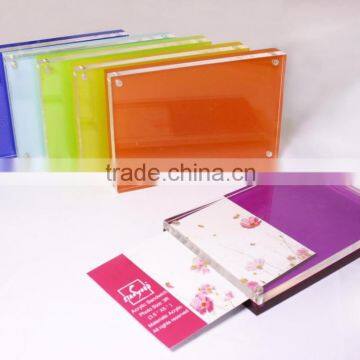 Transparent acrylic two sided photo / picture frames with magnets