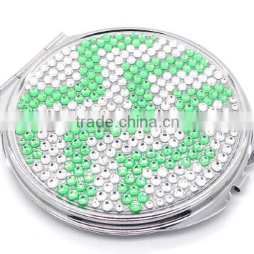 Promotional silver metal compact mirror for ladies and makeup compact mirror