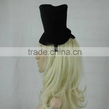 Custom Plain Black Small Formal Hat With Hair Attached photo-4