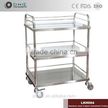 LKH004 stainless steel 3-layers Instrument medical Trolley