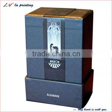 high quality rose flocking black perfume box made in shanghai