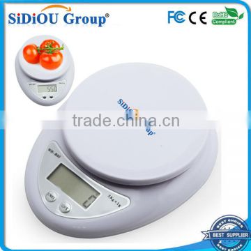 Sidiou Group White 10lb X 0.04oz Mini Digital Electronic Kitchen Scale Diet Food Compact Kitchen Scale 5kg X 1