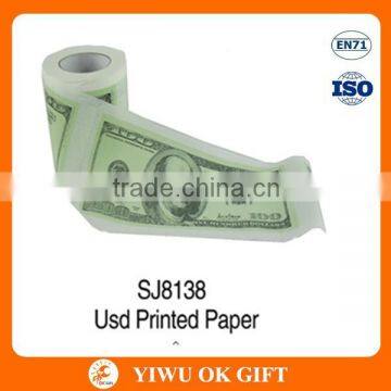 Wood pulp funny U.S. dollar printed toilet paper roll