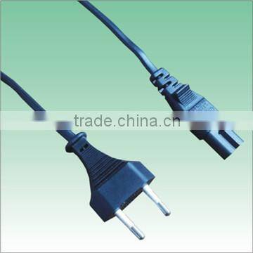 VDE approval power cord Euro 2pin plug to iec c7 connector