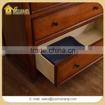 Antique Finish Solid Wood Bedroom Dresser Cabinet With 7 Drawer