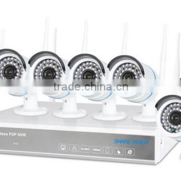 low price wireless nvr kit 8ch 720p/1mp ip camera real-time playback bullet waterproof camera system