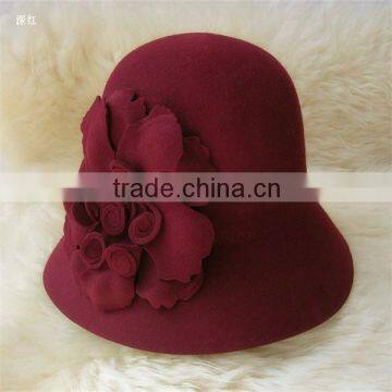 Custom decorate ladies 100% wool fedora hat