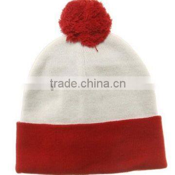 Knitted tall cotton ball hatTop sales fashion woolen knitted hats