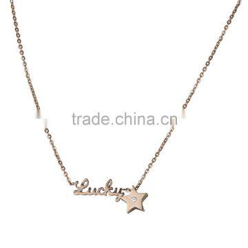 Personalized Lucky Star Laser Cut Out Initial Name Necklace with Charm