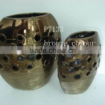 ceramic plating pot chrome vase