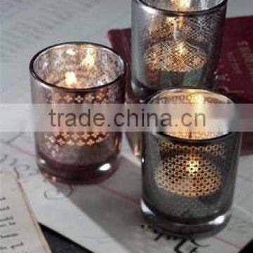 Mercury Glass Votives in Pink and Grey