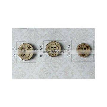 laser coconut button with 2-holes/4-holes as garment accesories for clothing/shirt