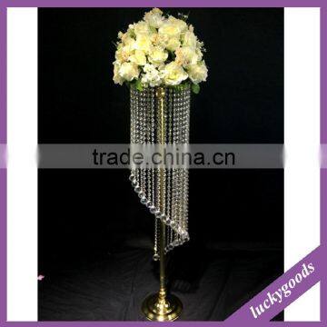 LDJ556 Hot Sale Wedding Table Gold Crystal Centerpiece Wholesale