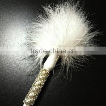 50CM WHITE RIDING CROP WITH CRYSTALS FOR KIDS BEAUTIFUL GOOSE FEATHER RIDING CROP WITH CRYSTALS FOR KIDS EQUESTIRAN RIDING CROP photo-2