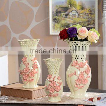 ceramic flower vase wholesale , yellow color design porcelain flower vase