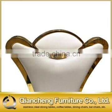 Classical White High Back Wedding Chair With Golden Stainless Steel photo-5