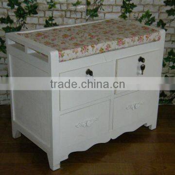 White Wooden Cabinet With 4 Drawers and 2 Locker/wooden Cabinet With Wicker Drawers photo-3