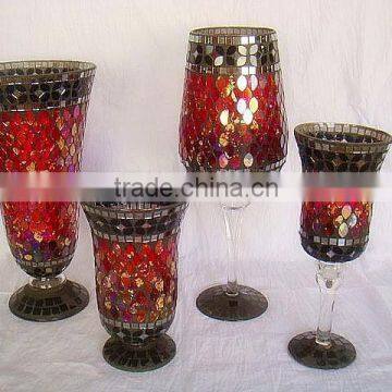 2017 New colored mosaic glass vase cylinder in serie