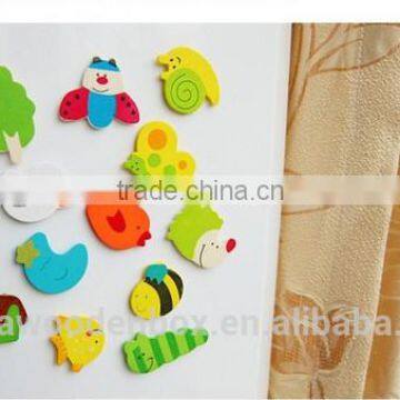 Hot Sell Wooden Fridge Cartoon Label Stickers With Magnet