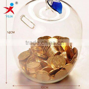 Creative the clear new apple transparent piggy bank/money-box/saving box/Arts and crafts home furnishing articles a birthday pre