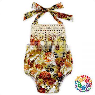 Baby Boutique Outfit Tassel Fringe Floral Bubble Romper photo-4