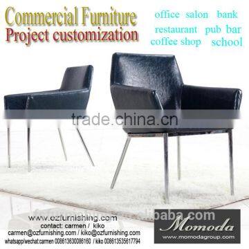 chic modern stainless steel leather show chair restaurant coffee shop club bar chair customized project furniture top supplier