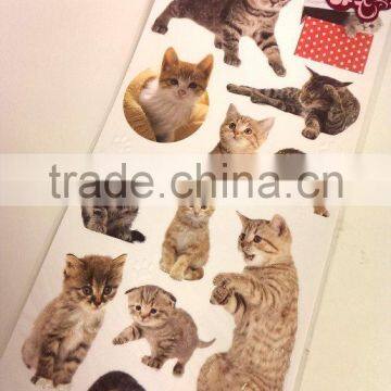 Vivid Animal Embossed Paper Sticker, Paper Sticker With Cat Pattern for Decoration photo-3