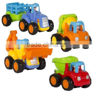 Push and Go Friction Powered Car Toys,Tractor, Bull Dozer truck, Cement Mixer, Dump truck from ICTC Factory