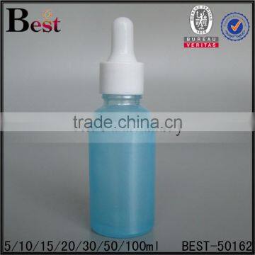 New Products Beautiful Sweet Blue 30ml Dropper Bottle Matte Silver Aluminum Cap Essential Oil Glass Dropper Bottle Manufacture photo-3