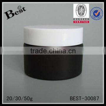 20g 30g 50g China Dark Gray Glass Cosmetic Jar Skin Care Cosmetic Cream Jar With White Plastic Lid Wholesale photo-6