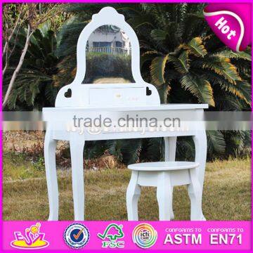 2017 New Design Youth Bedroom White Solid Wooden Dressing Table Chair W08H072 photo-2
